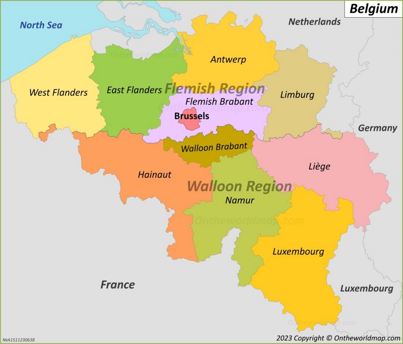 Belgium Provinces Map - Provinces of Belgium - Ontheworldmap.com
