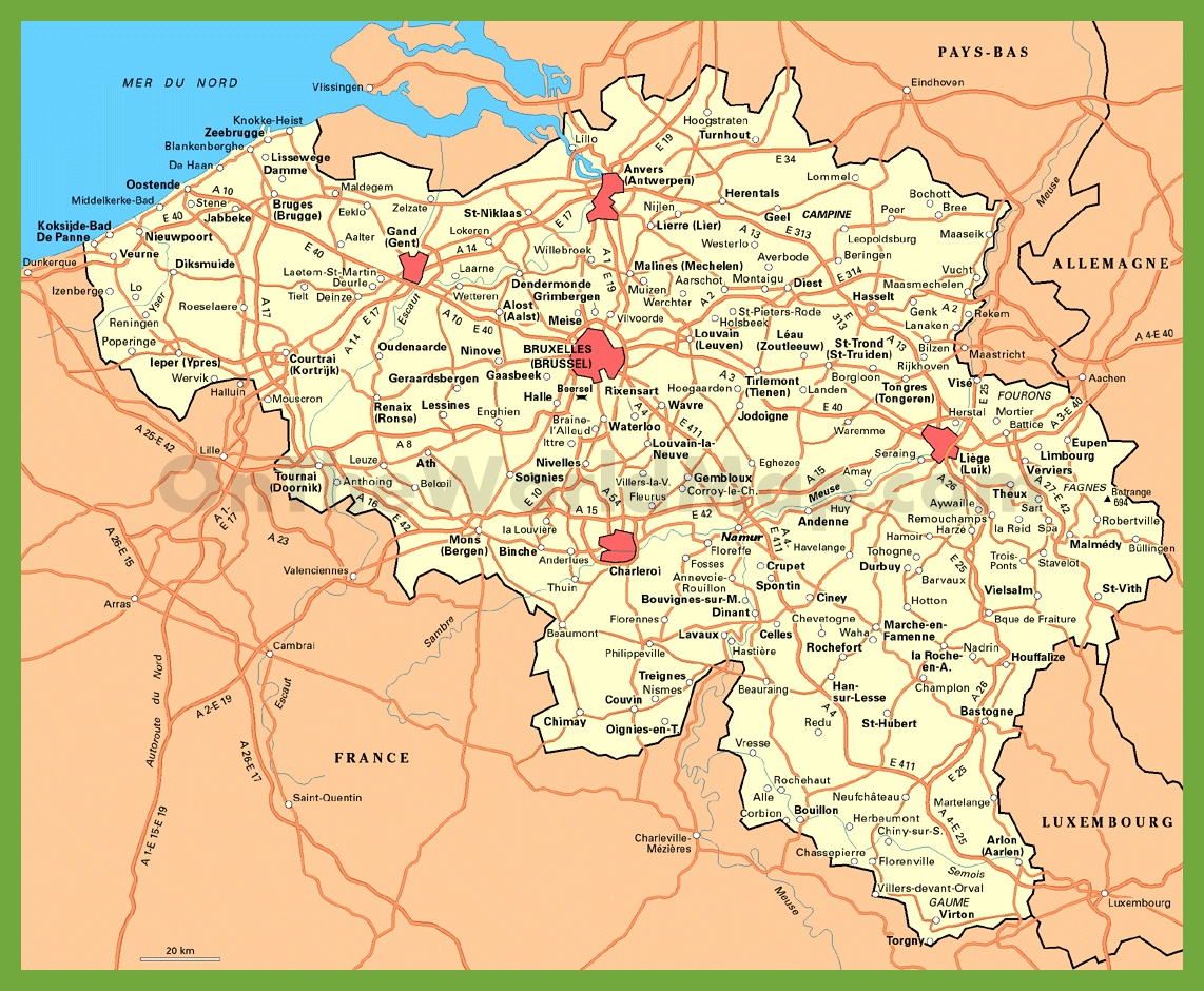Belgium Road Map With Cities 672 | The Best Porn Website