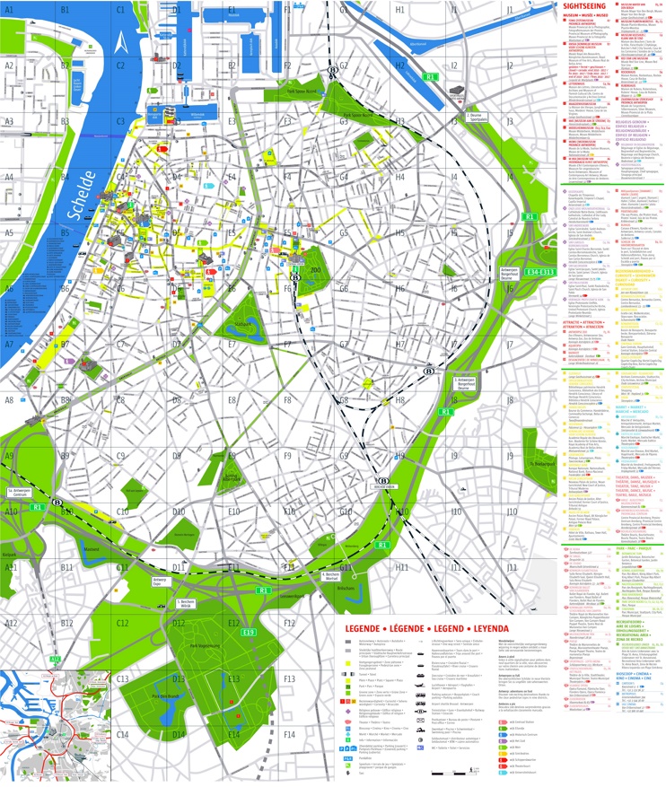 Antwerp tourist attractions map