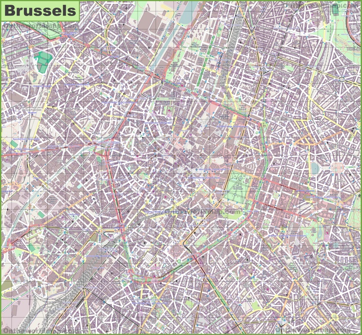 Large detailed map of Brussels