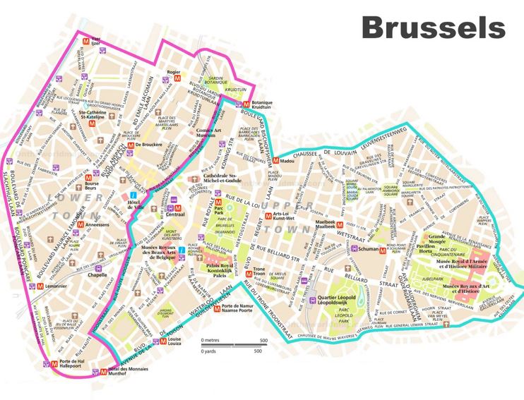 Tourist Map of Brussels City Center