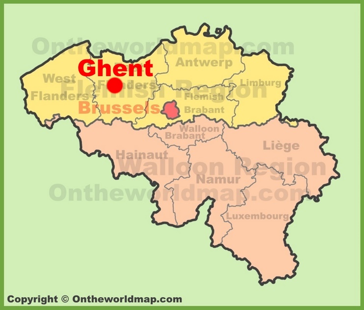 Ghent location on the Belgium Map