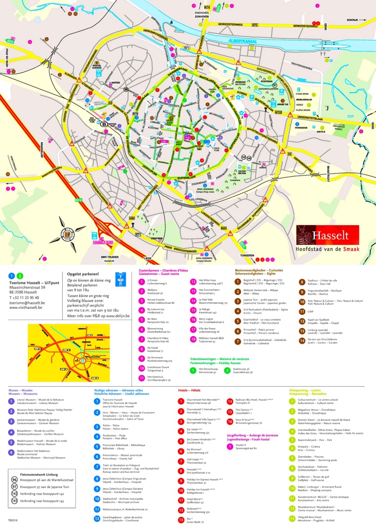 Hasselt hotels and sightseeings map