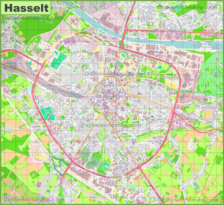 Large detailed map of Hasselt