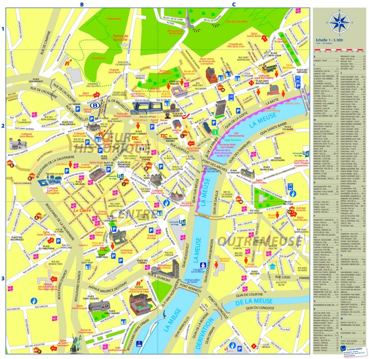 Liège city center map