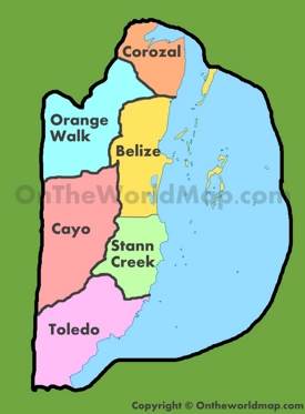 Administrative map of Belize