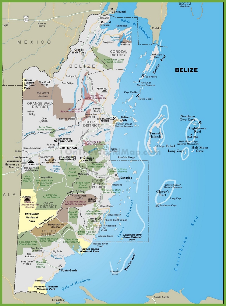 Tourist map of Belize