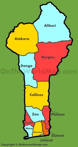 Administrative map of Benin