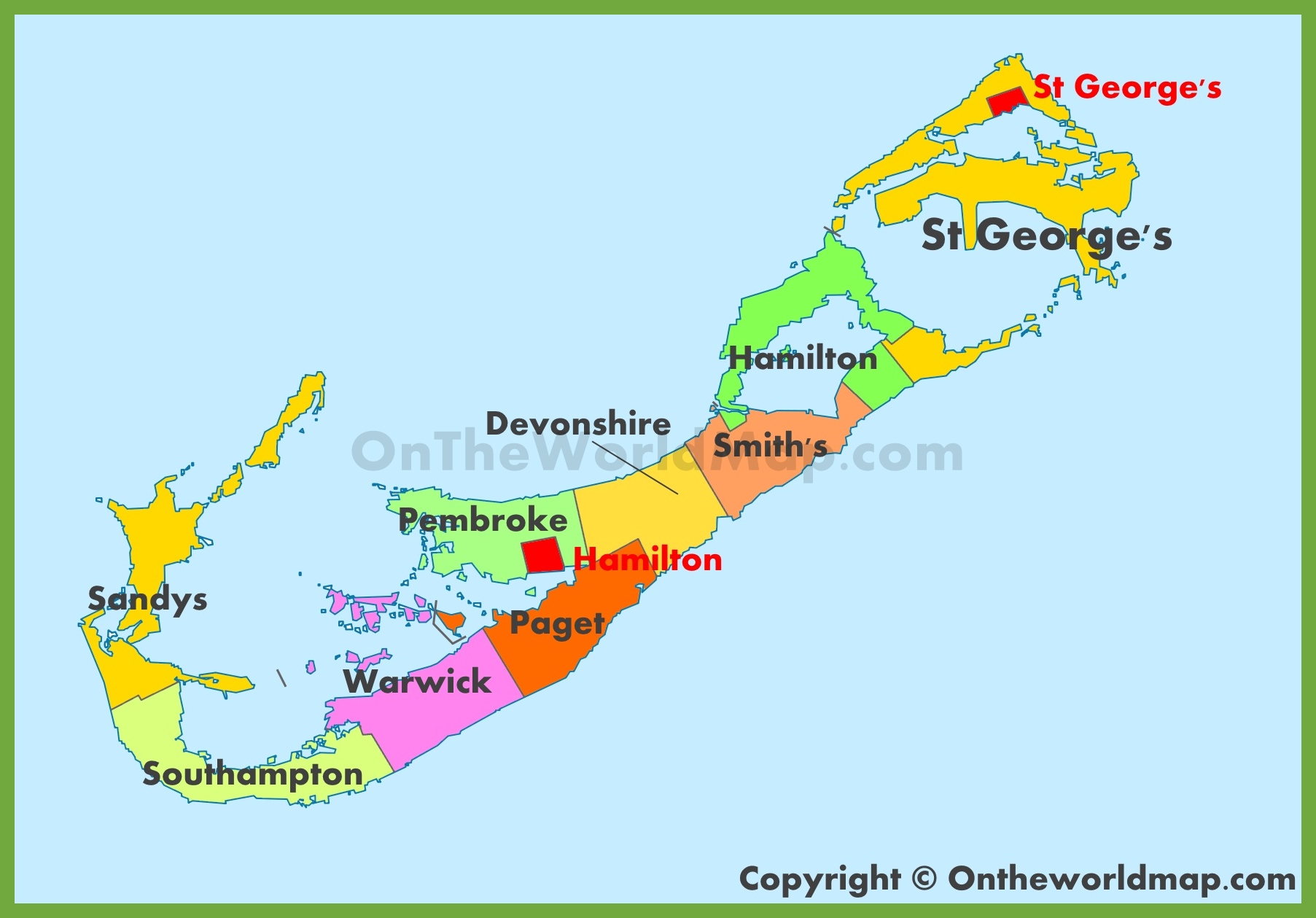 Administrative map of Bermuda.