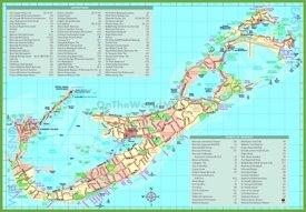 Travel map of Bermuda with attractions