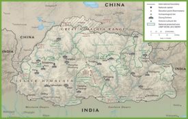 Bhutan physiographic map
