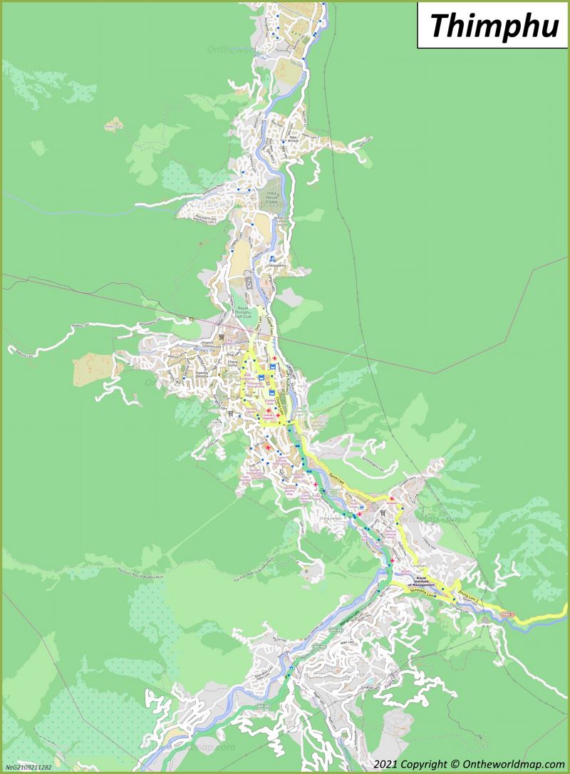 Thimphu Map Bhutan Detailed Maps Of Thimphu   Detailed Map Of Thimphu Max 