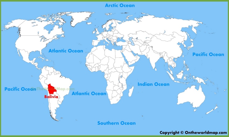 Ubicación de Bolivia en el mapa mundial 