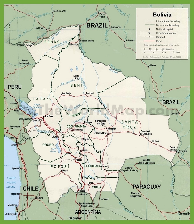 Mapa politico de Bolivia