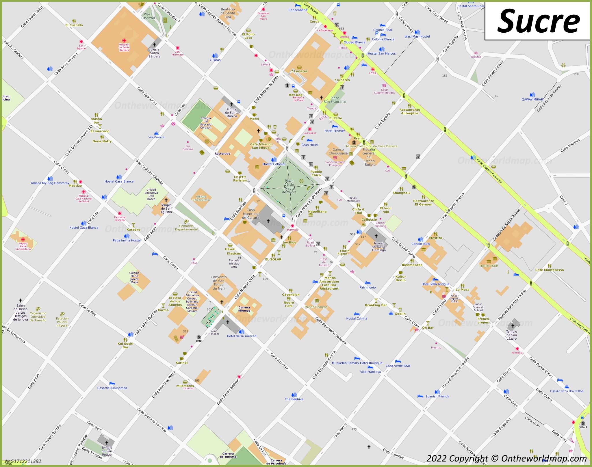 Sucre City Centre Map