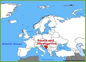 Bosnia and Herzegovina location on the Europe map