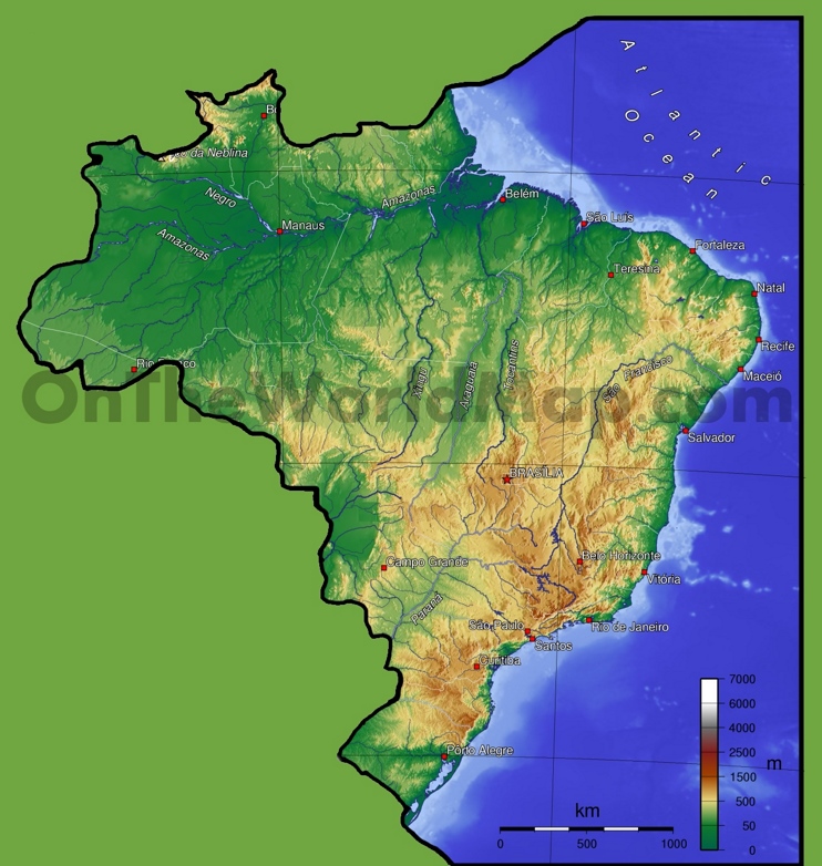 brazil-physical-map-ontheworldmap