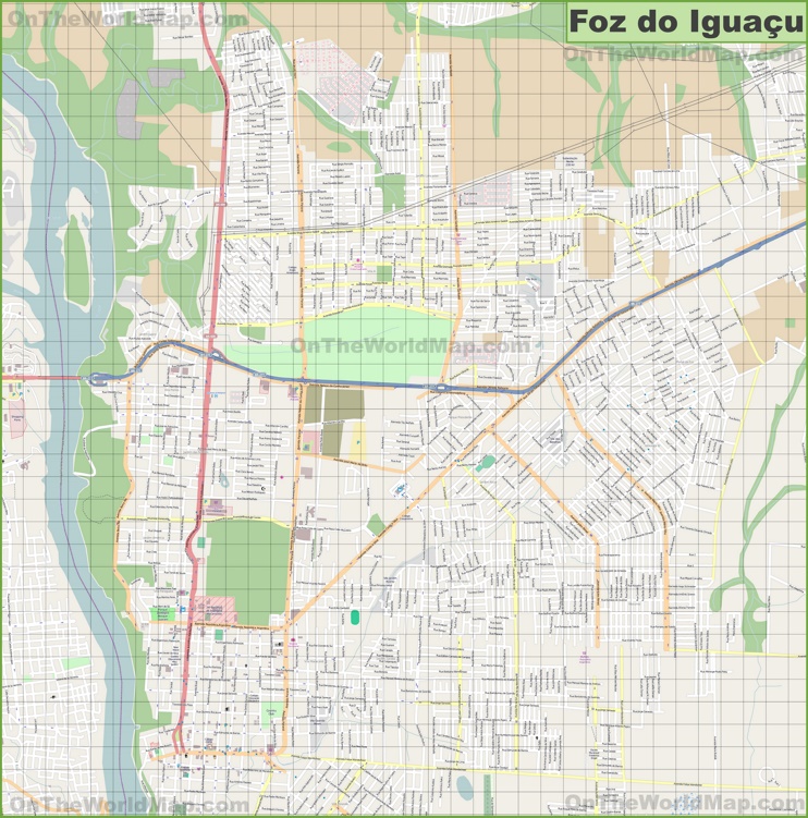 Large detailed map of Foz do Iguaçu