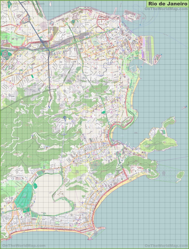 Large detailed map of Rio de Janeiro