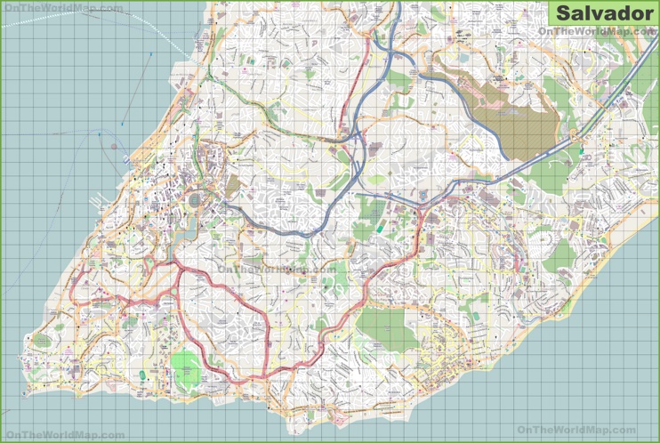 Large detailed map of Salvador