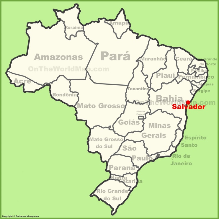 Salvador location on the Brazil map
