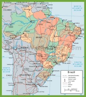 Political Map of Brazil With Cities