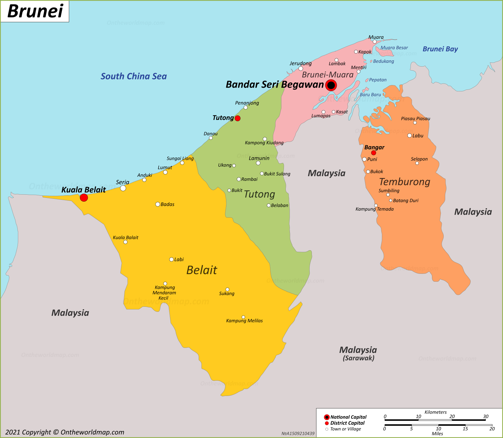 Large Detailed Map Of Brunei With Rivers And Major Ci Vrogue Co   Map Of Brunei 