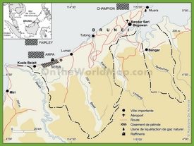 Map of oil and gas in Brunei