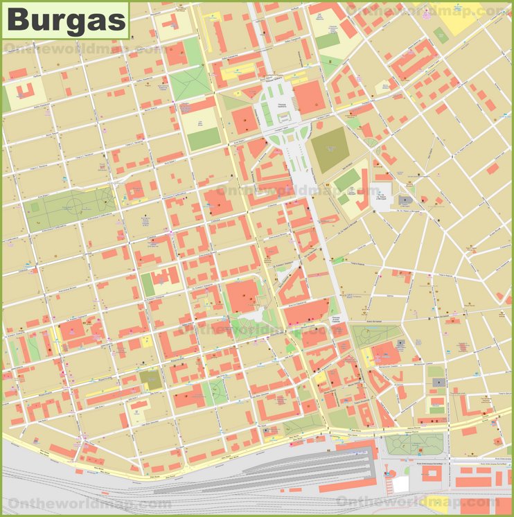 Burgas city center map