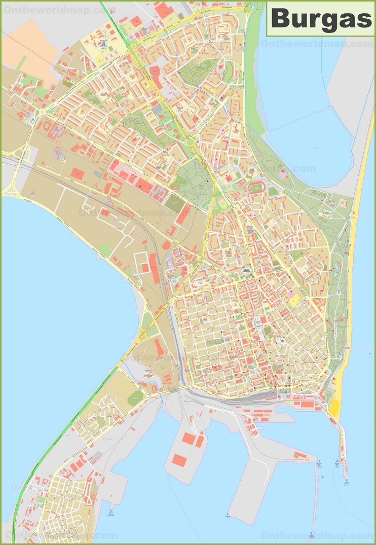 Large detailed map of Burgas