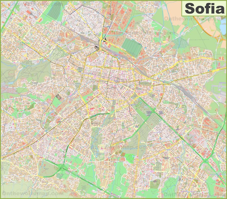Large detailed map of Sofia