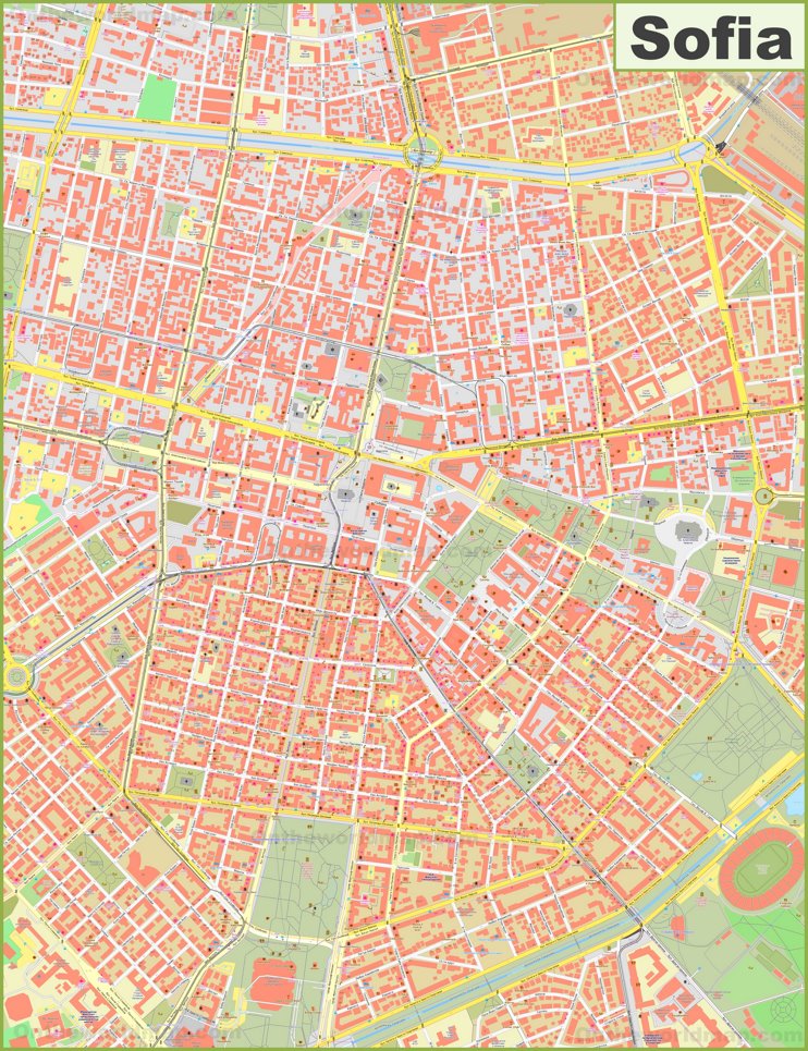 Sofia city center map