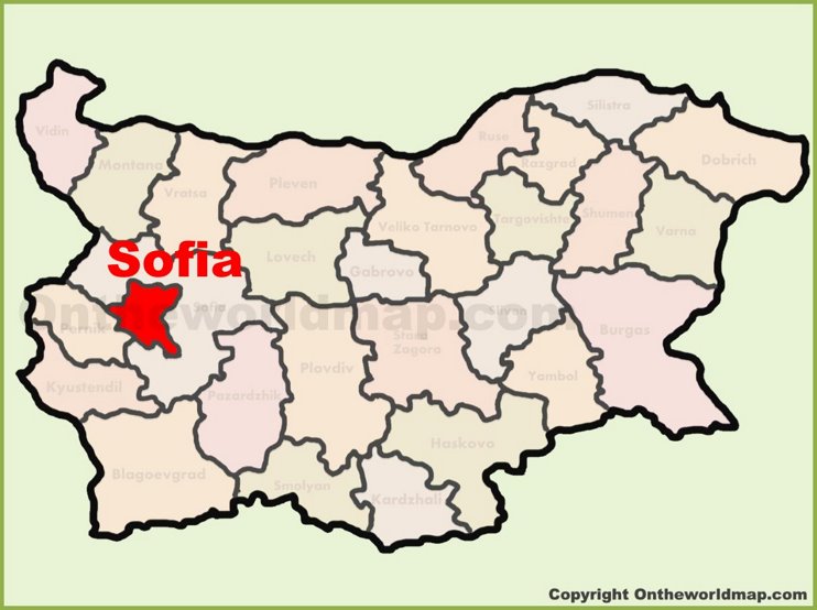 Sofia location on the Bulgaria Map