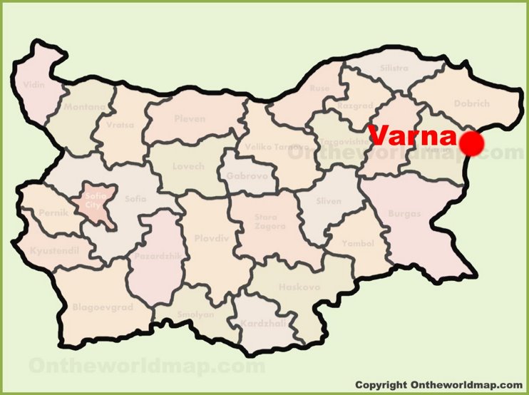 Varna location on the Bulgaria Map