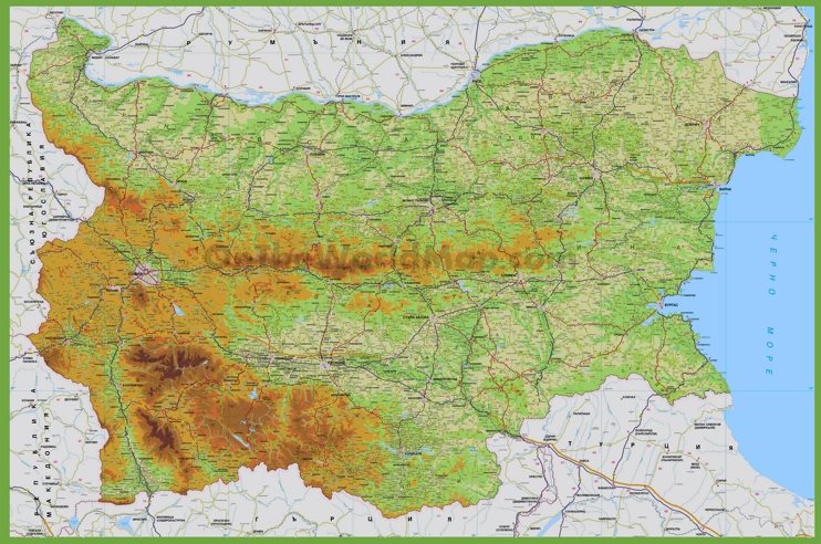 Large detailed road map of Bulgaria