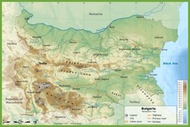 Large physical map of Bulgaria