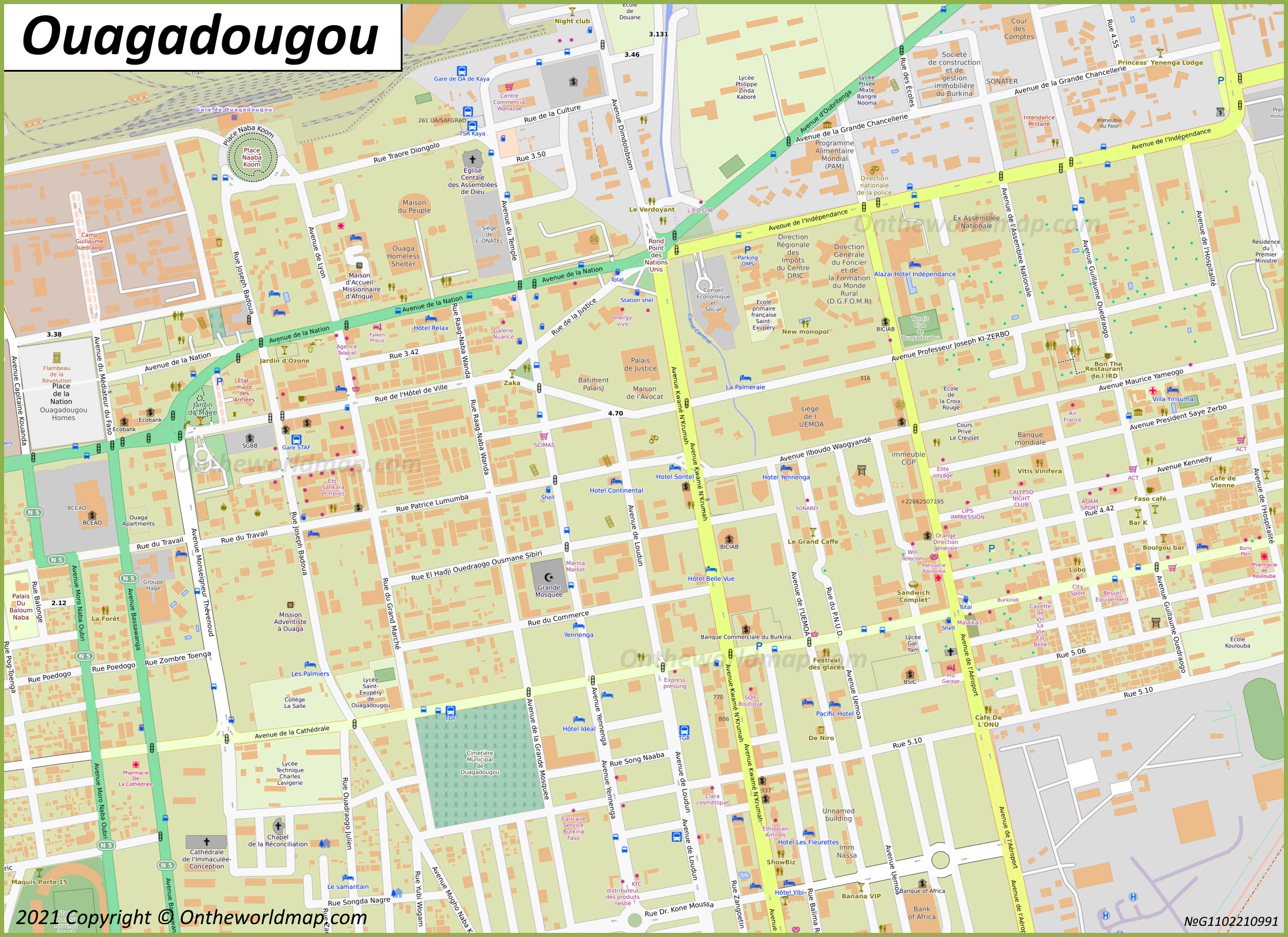Ouagadougou City Center Map