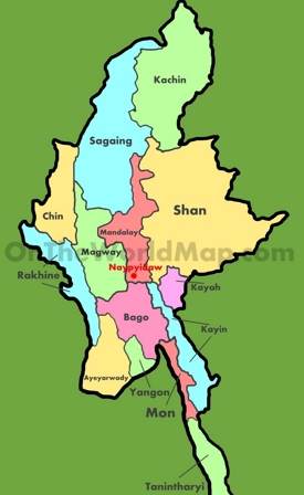 Administrative map of Burma