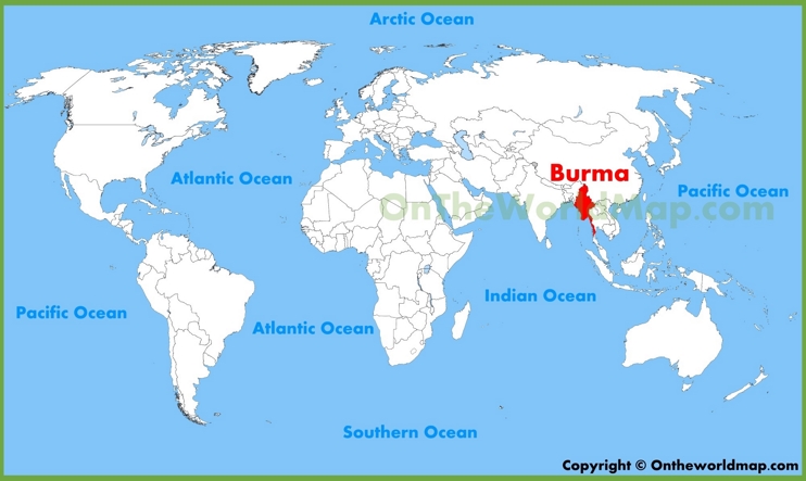 Burma location on the World Map 