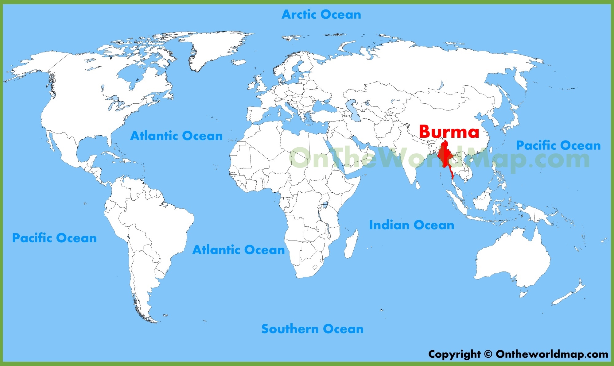 Burma Location On The World Map Ontheworldmap Com   Burma Location Map 