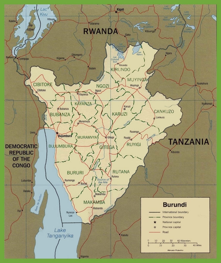 Burundi political map