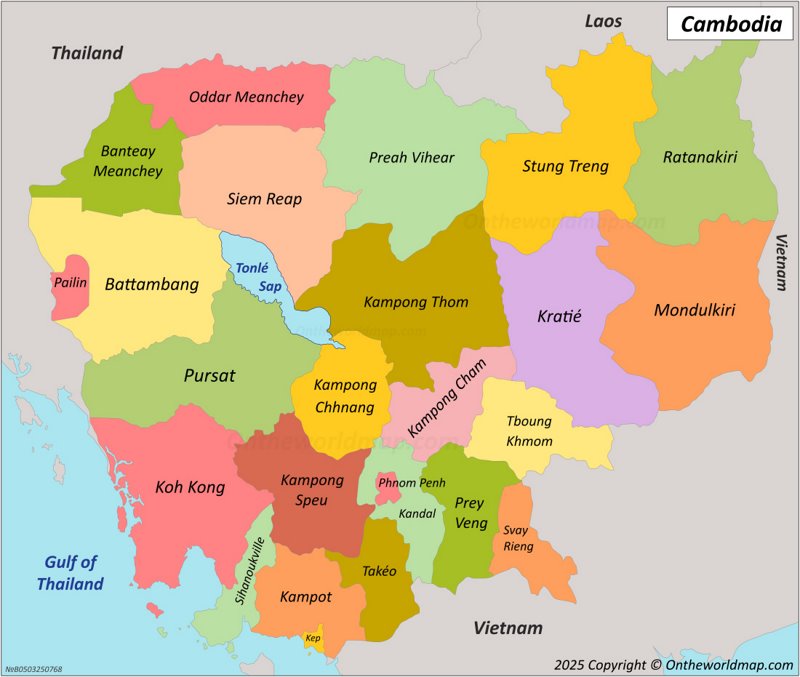 Provinces of Cambodia Map