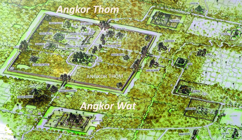 Map of Angkor Wat and Angkor Thom