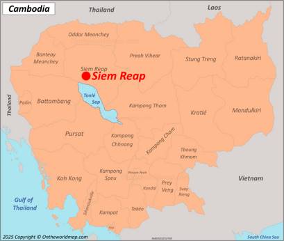 Siem Reap Location on the Cambodia Map