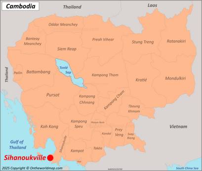 Sihanoukville Location on the Cambodia Map