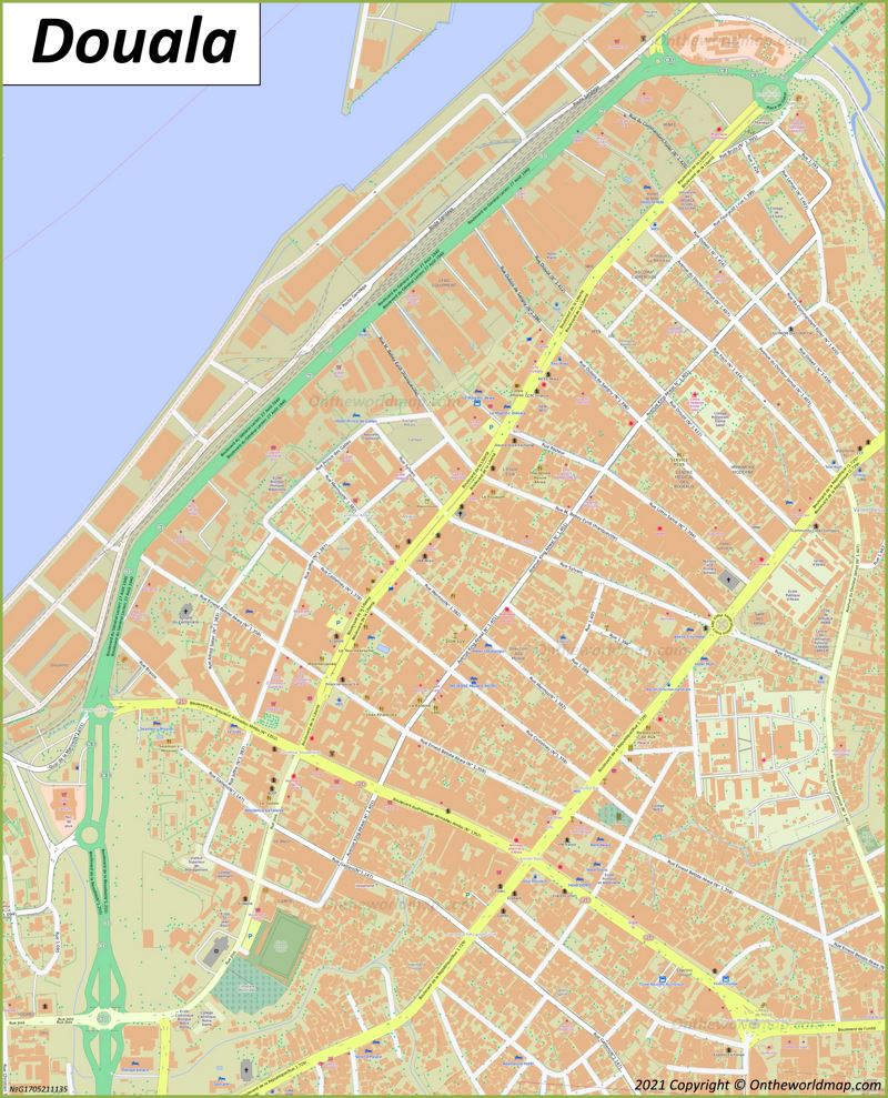 City Center Map of Douala, Cameroon