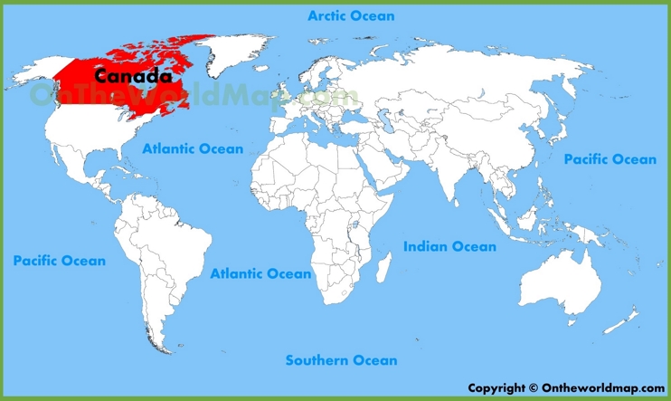 Canada location on the World Map 
