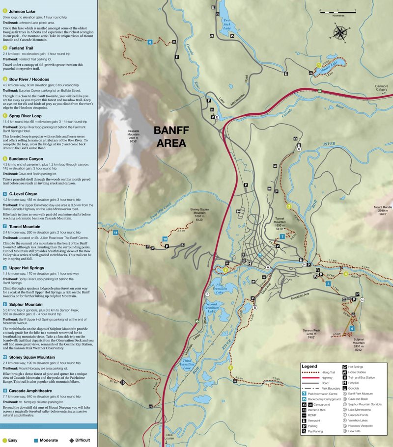 Banff Area Hiking Map