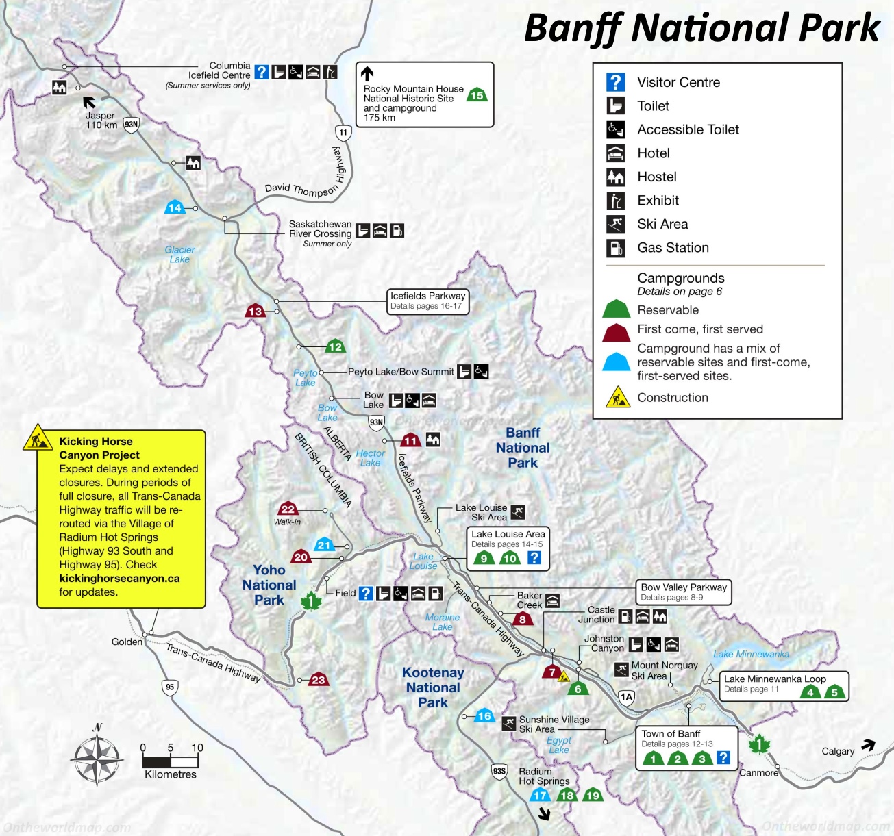 tourist map of banff national park