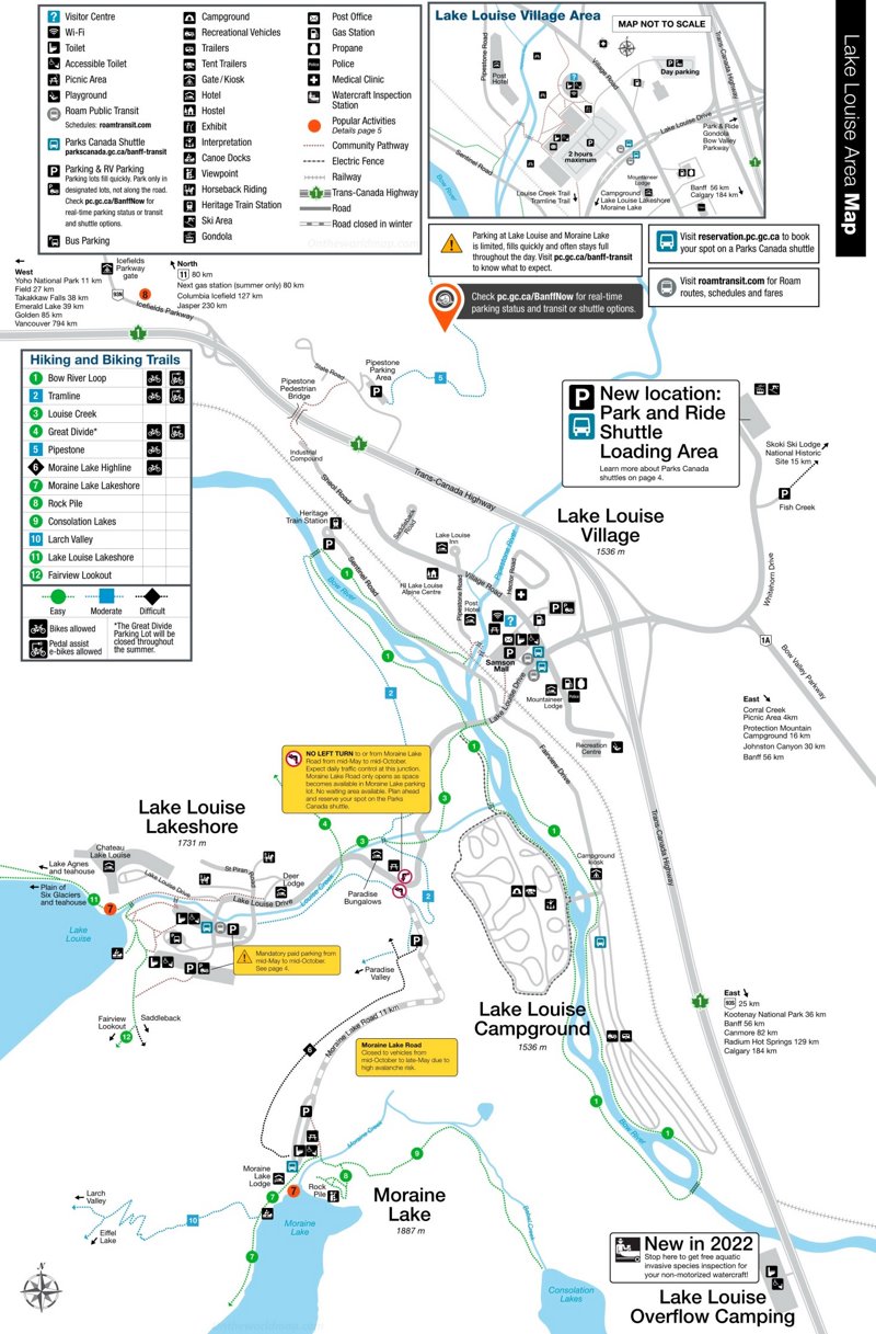 Lake Louise Area Tourist Map